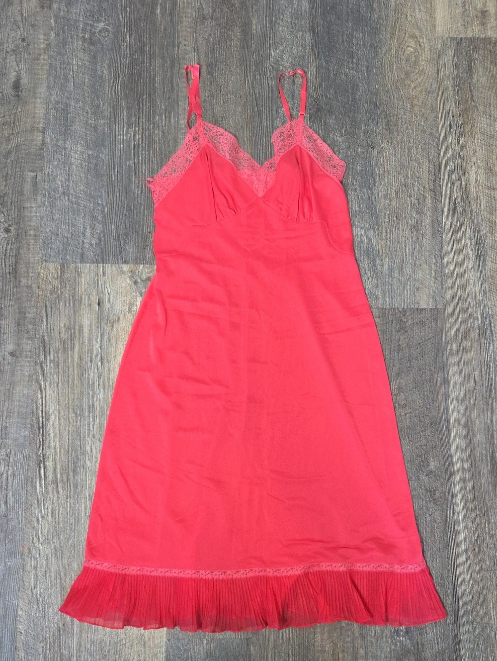Luxie Coral Lace-Trim Slip Dress